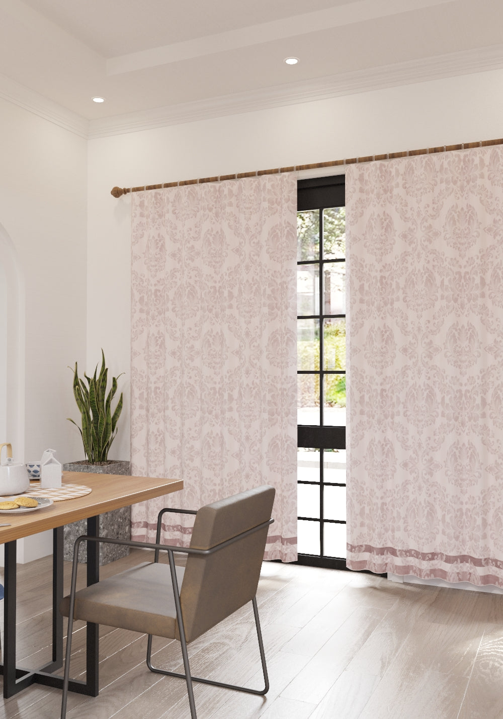 Liliane Blush Pink Damask Curtain