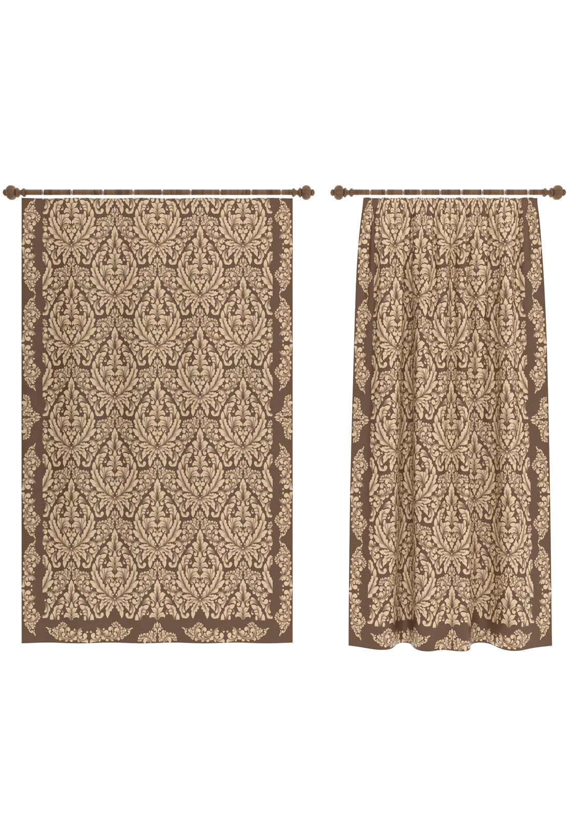 Odessa Brown Damask Curtain