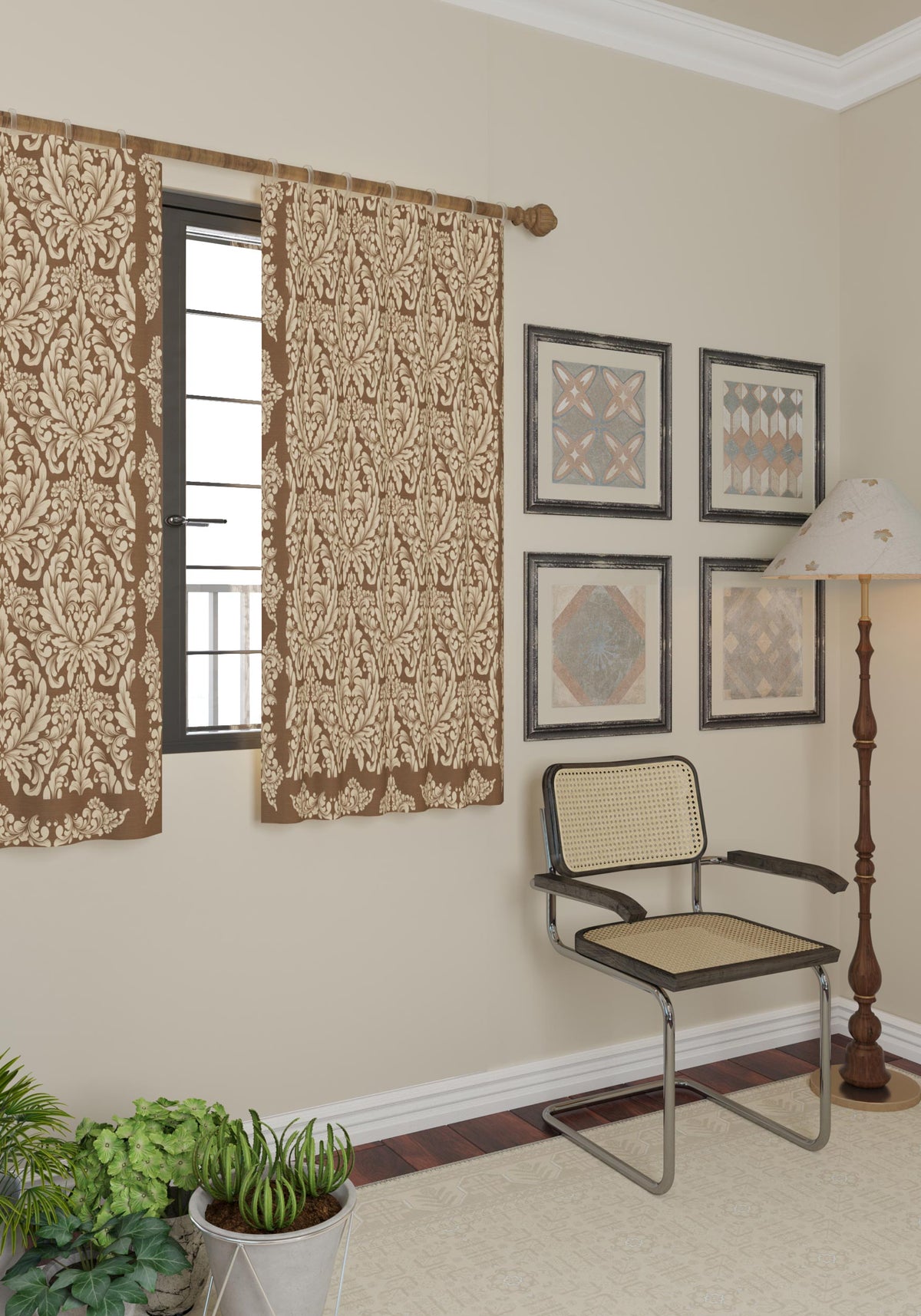 Odessa Brown Damask Curtain