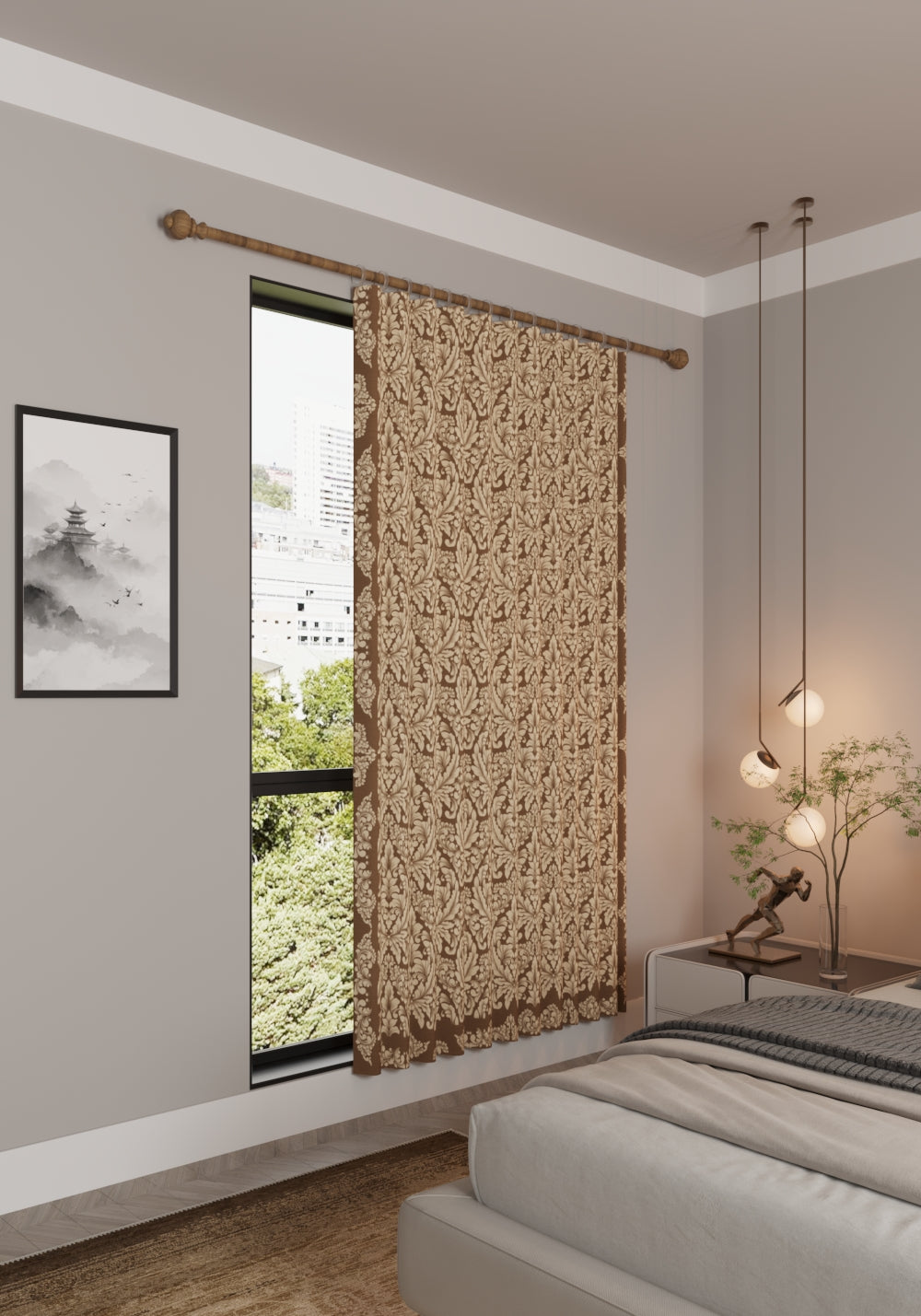 Odessa Brown Damask Curtain