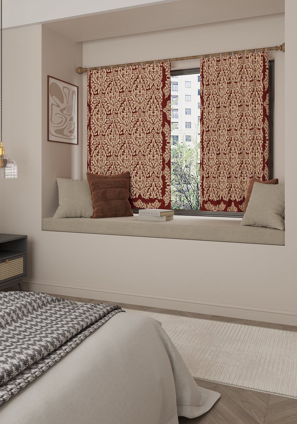 Odessa Terracotta Damask Curtain
