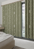 Nira Geometric Olive Green Curtain