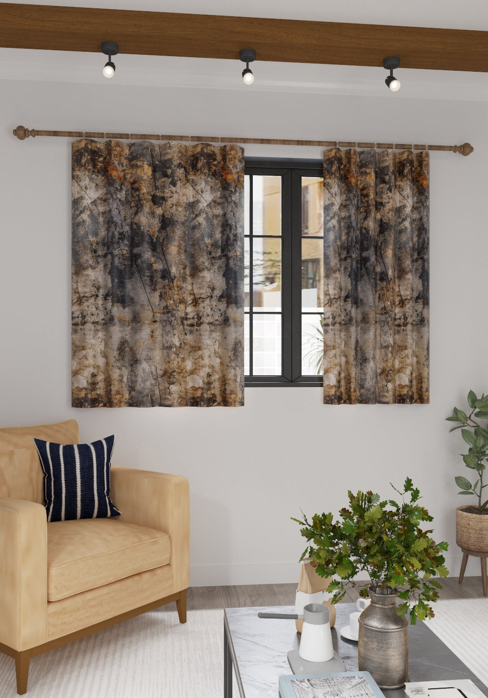 Draven Grey and Brown Blackout Curtain