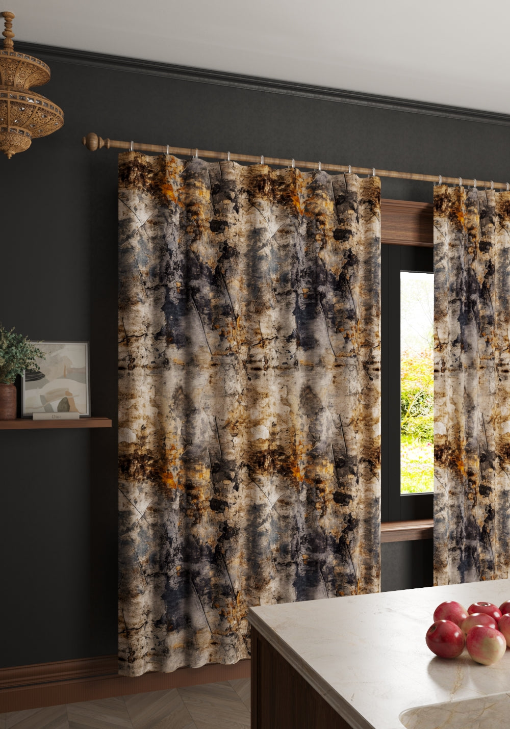Draven Grey and Brown Blackout Curtain