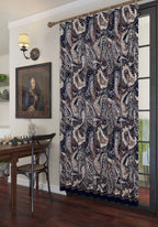 Tavira Navy Brown Paisley Curtain