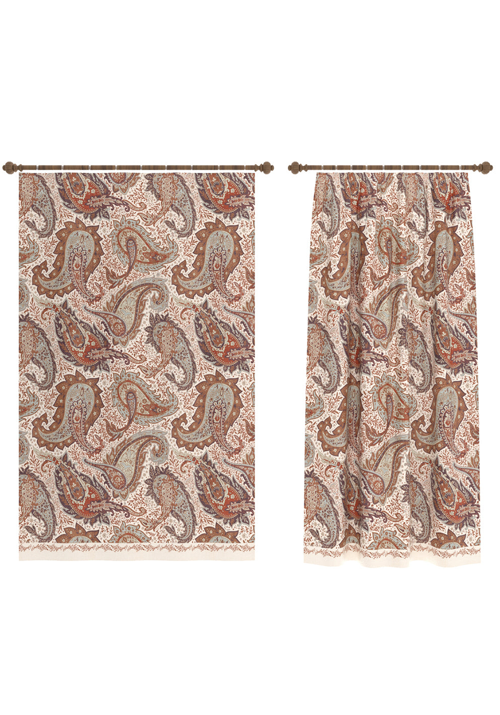 Tavira Terracotta Paisley Curtain