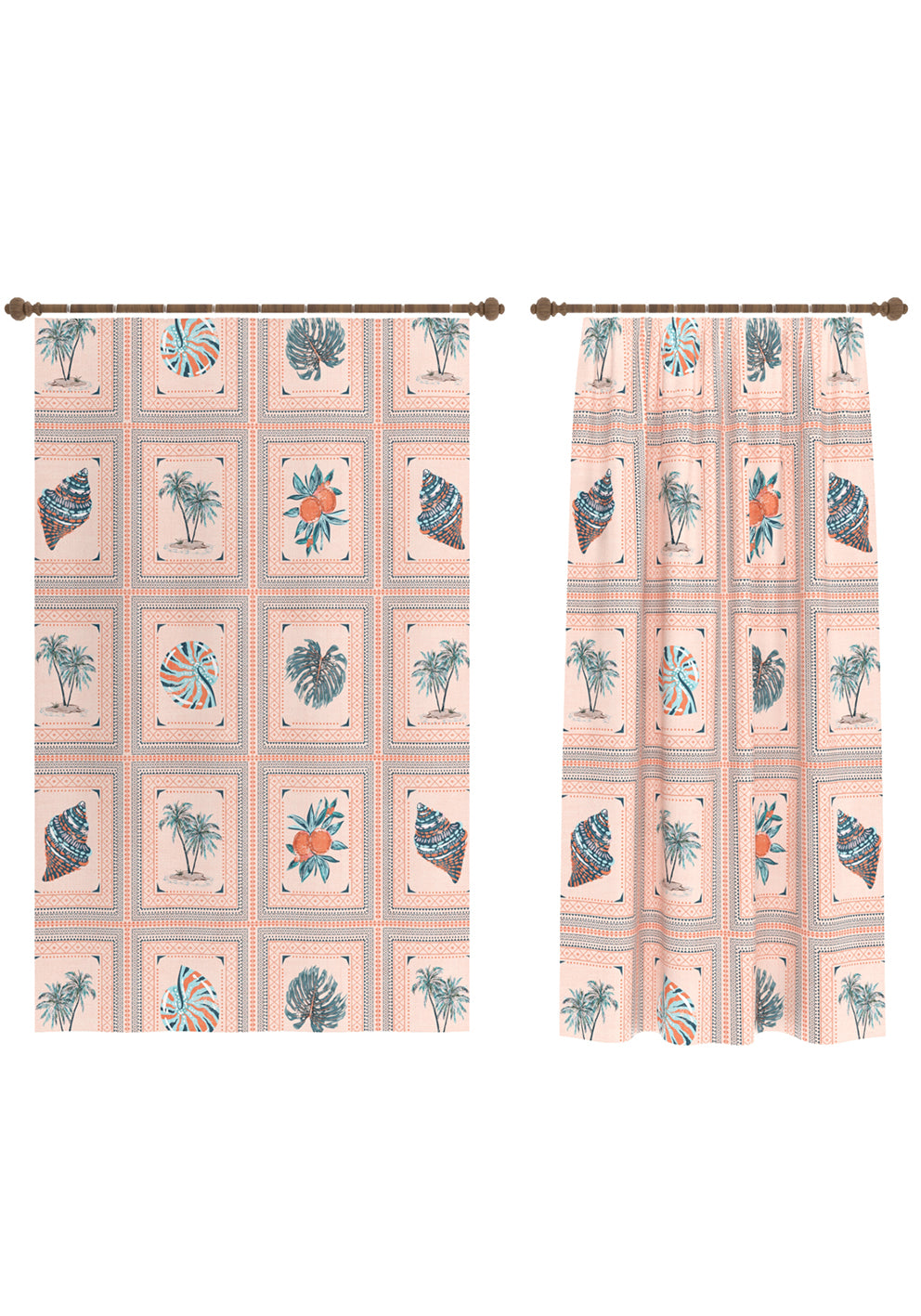 Marina Tropical Pink Curtain