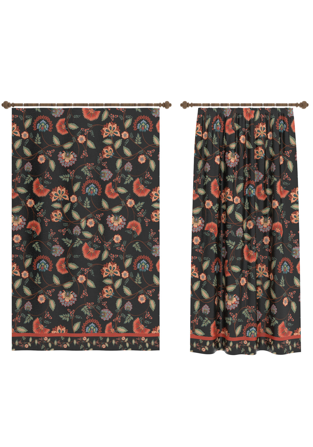 Laleh Black Floral Curtain