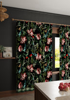 Evelina Black Botanical Curtain