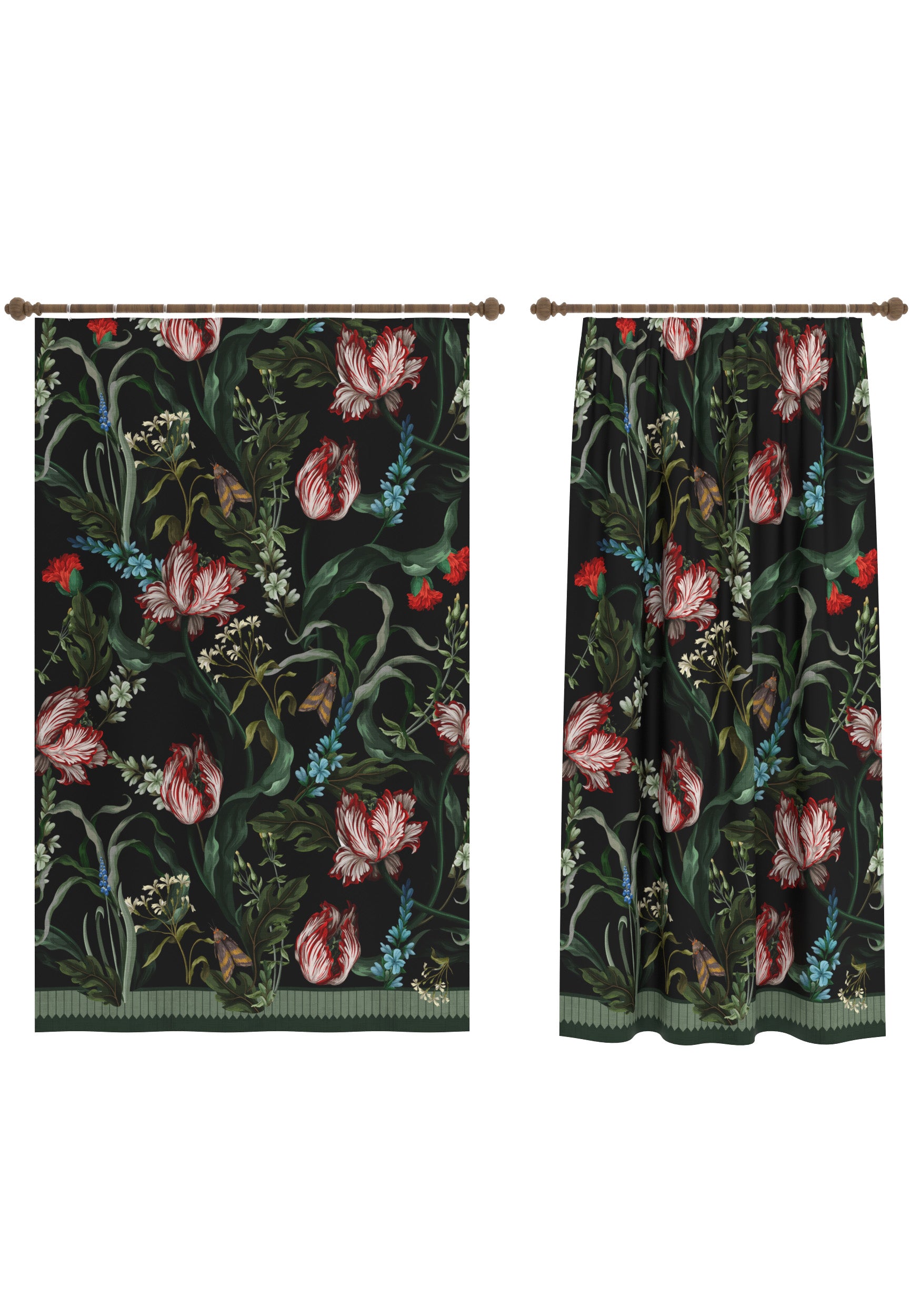 Evelina Black Botanical Curtain