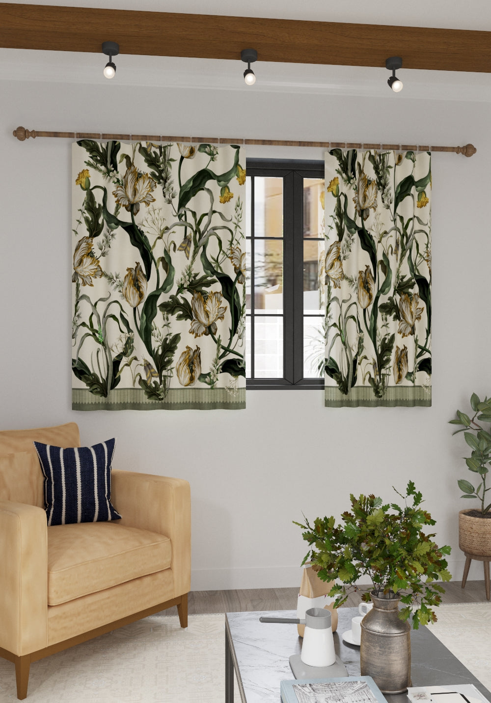 Evelina Ivory Botanical Curtain