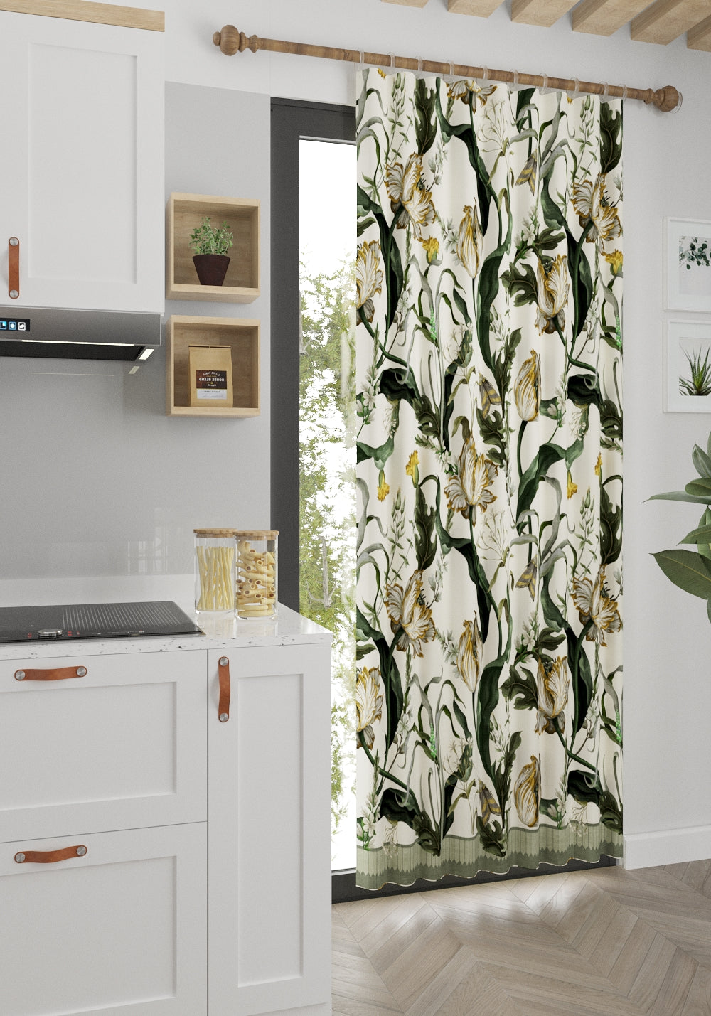 Evelina Ivory Botanical Curtain