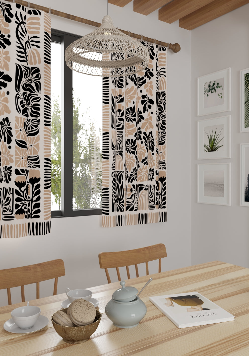 Calanthe Black Blush Floral Curtain