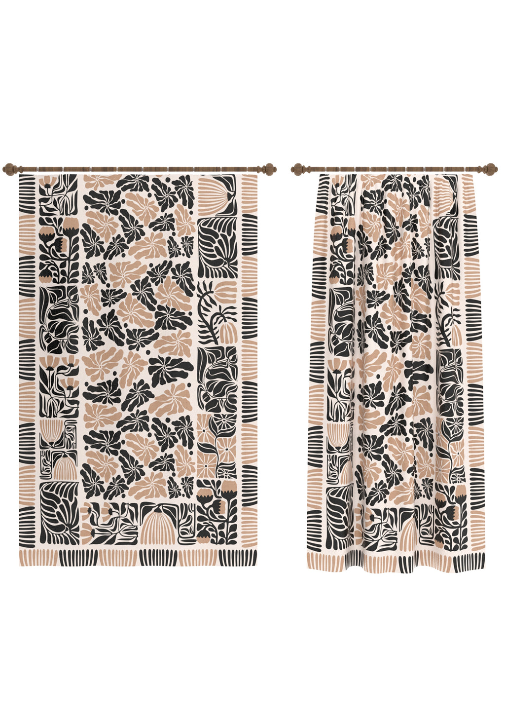 Calanthe Black Blush Floral Curtain