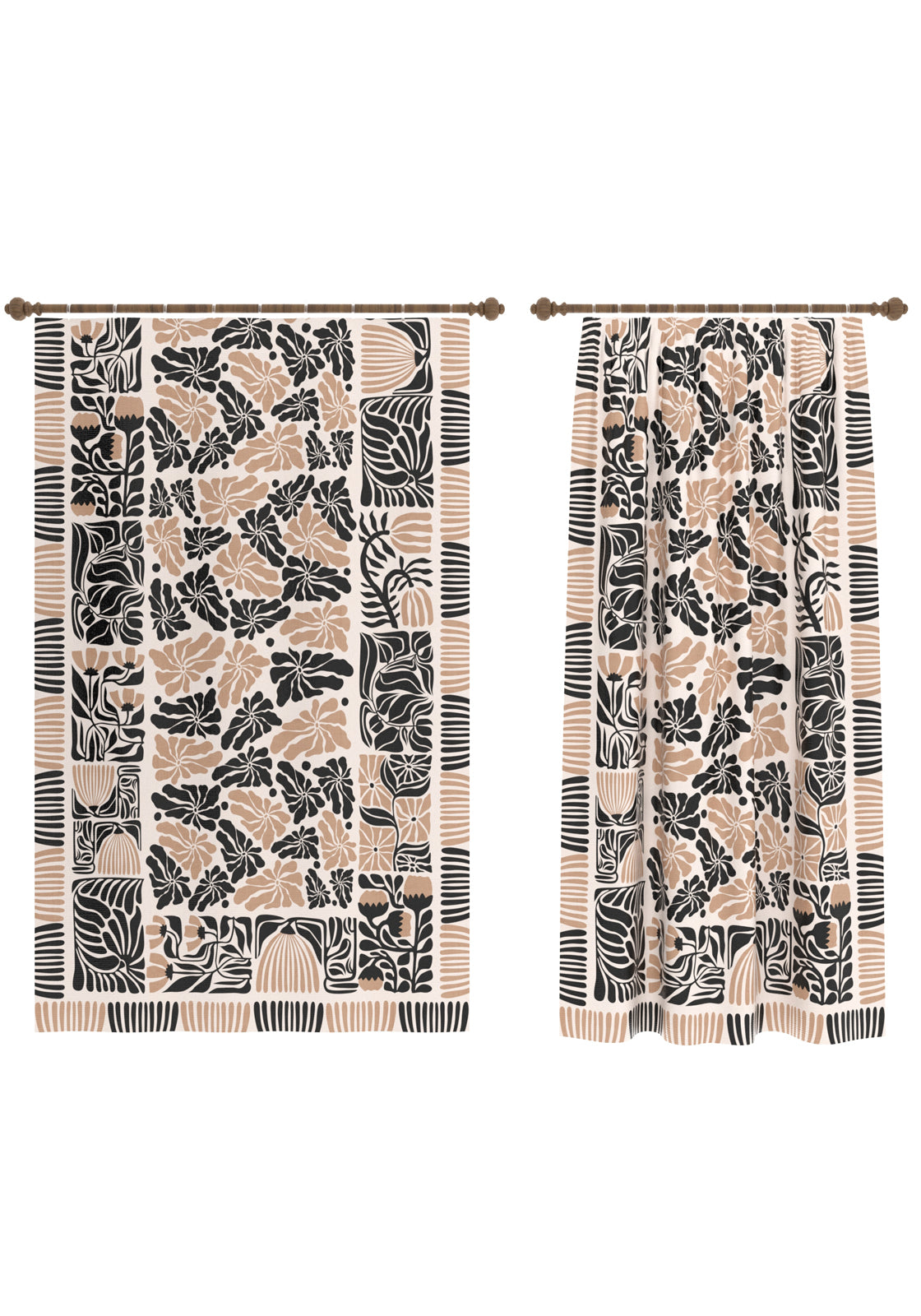 Calanthe Black Blush Floral Curtain
