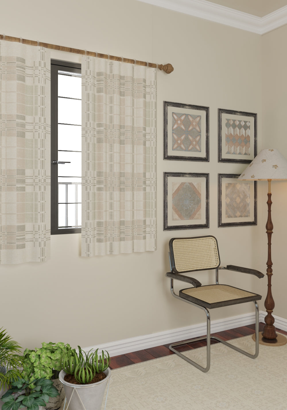 Yavanna Neutral Plaid Curtain