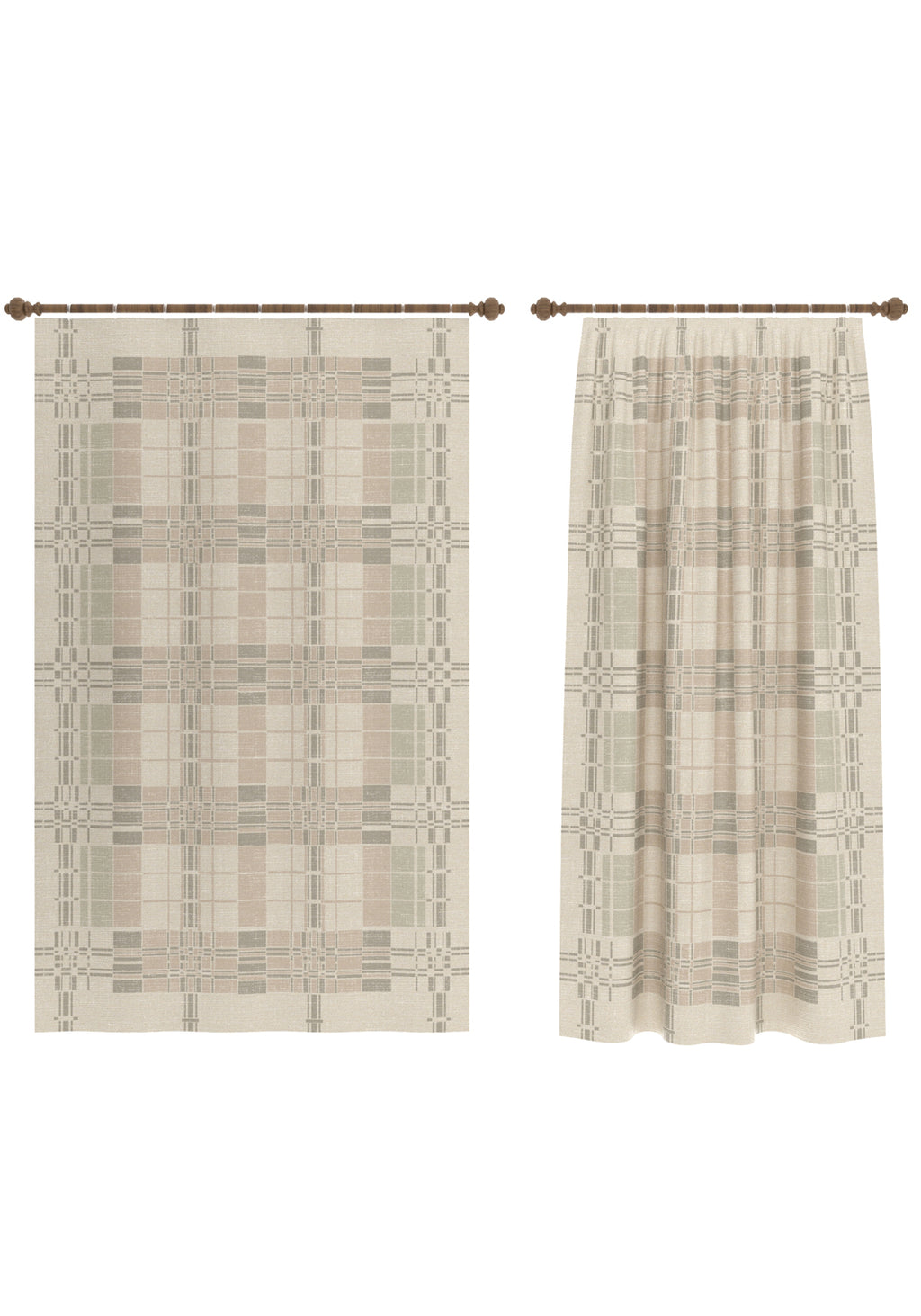 Yavanna Neutral Plaid Curtain