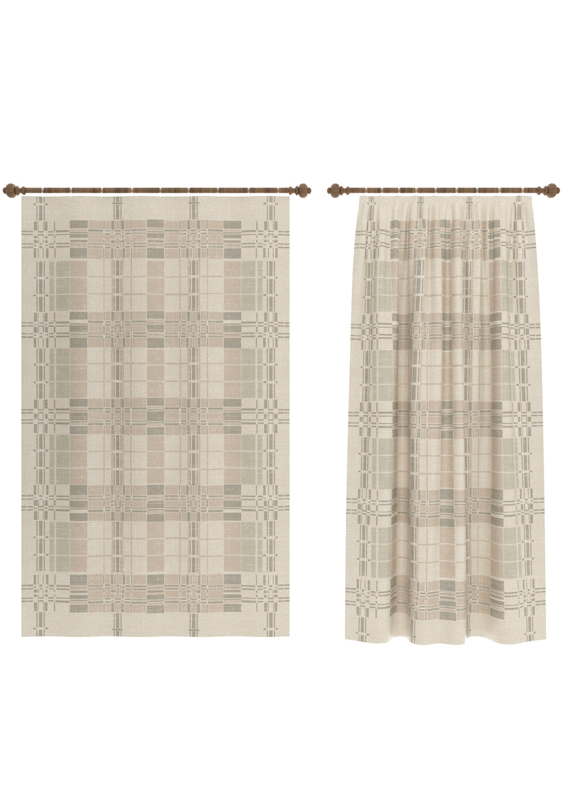 Yavanna Neutral Plaid Curtain