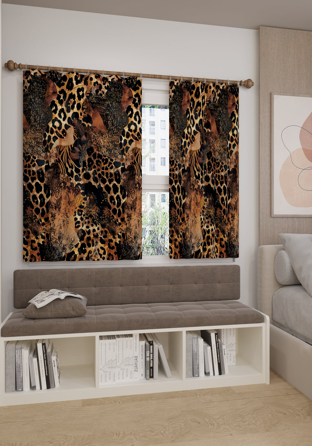 Caius Brown Animal Print Curtain