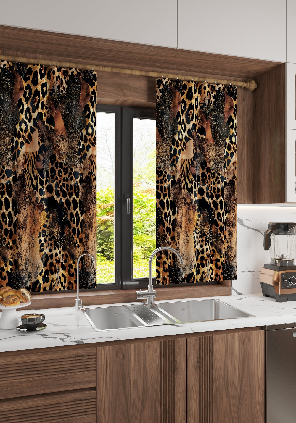 Caius Brown Animal Print Curtain