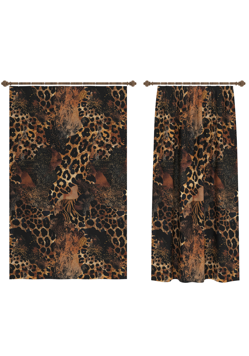 Caius Brown Animal Print Curtain