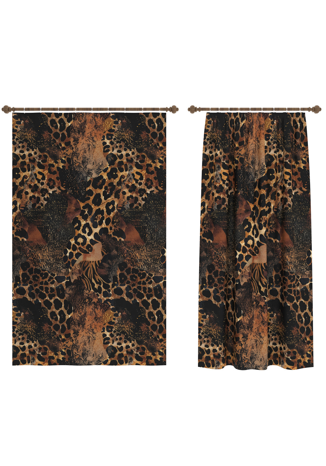 Caius Brown Animal Print Curtain