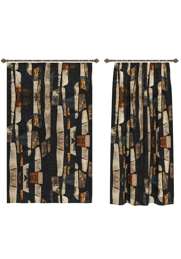 Meliora Abstract Black Curtain