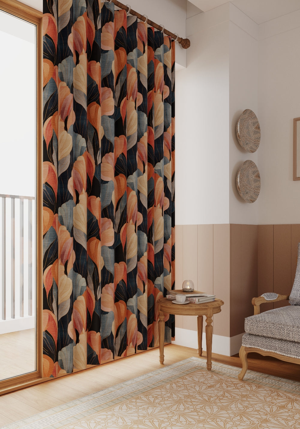 Gryndor Orange and Blue Curtain