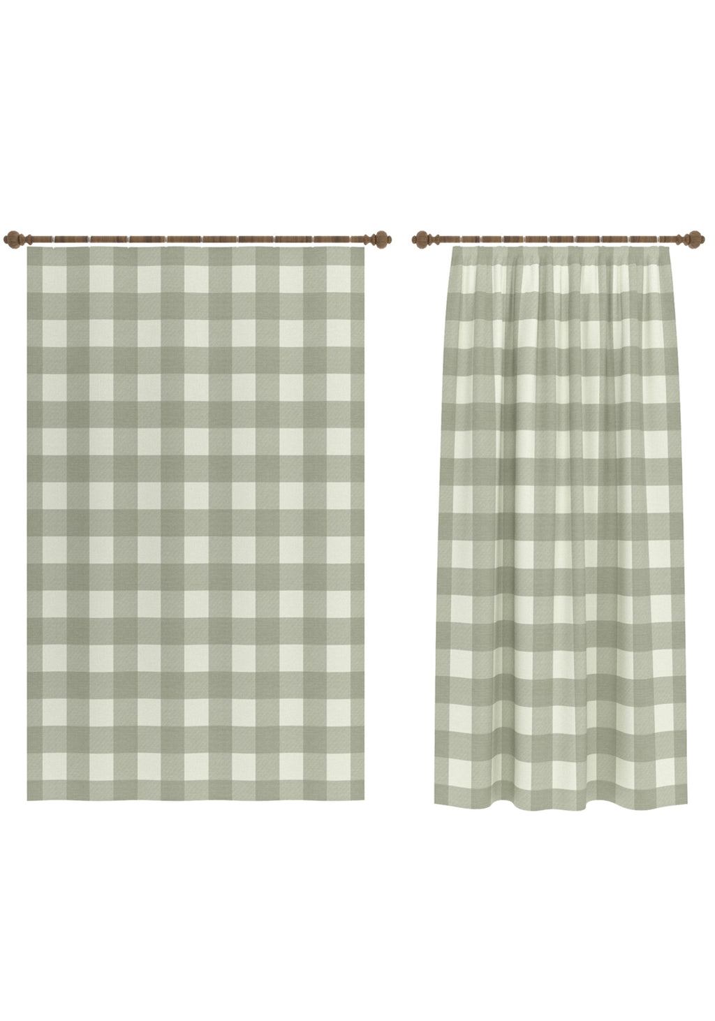 Jove Sage Green Gingham Curtain