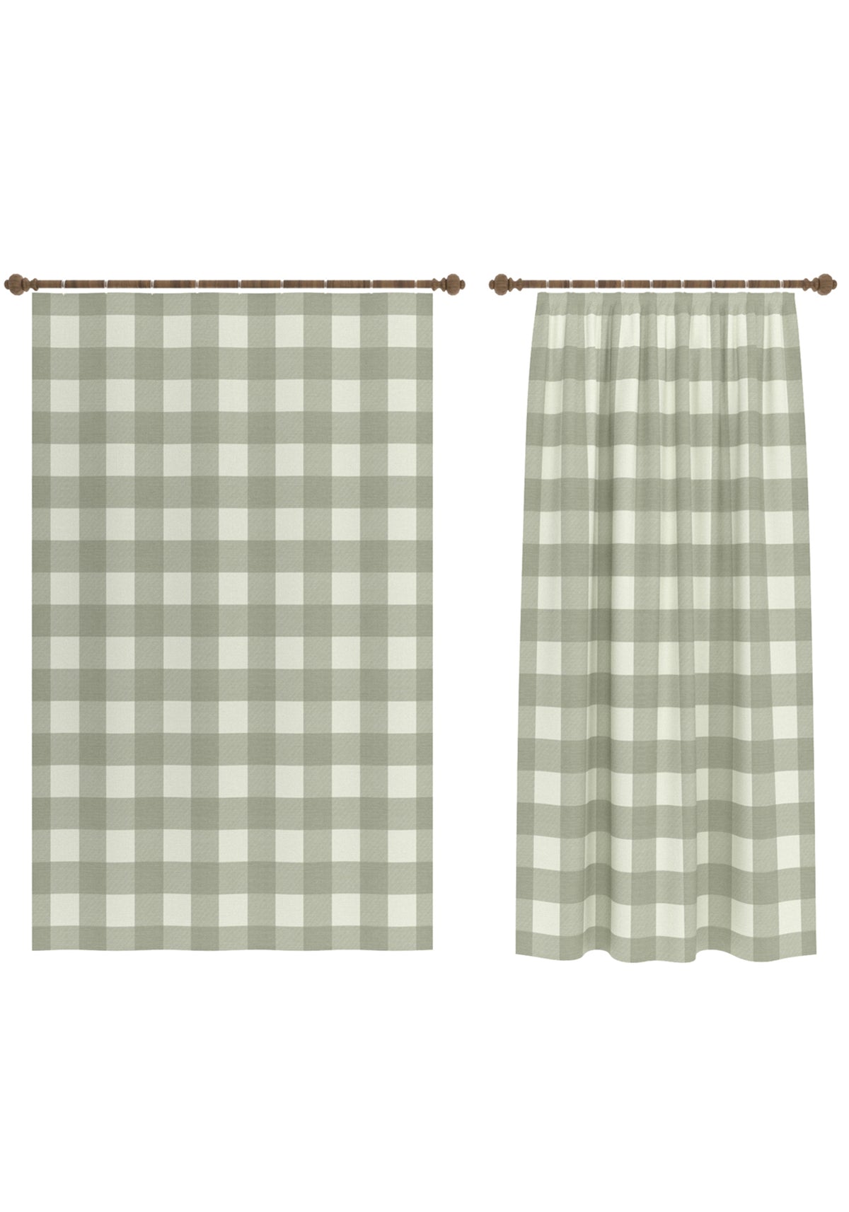 Jove Sage Green Gingham Curtain