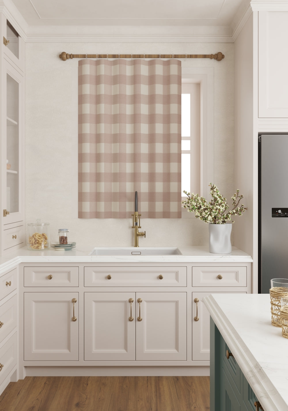 Jove Pink Plaid Curtain