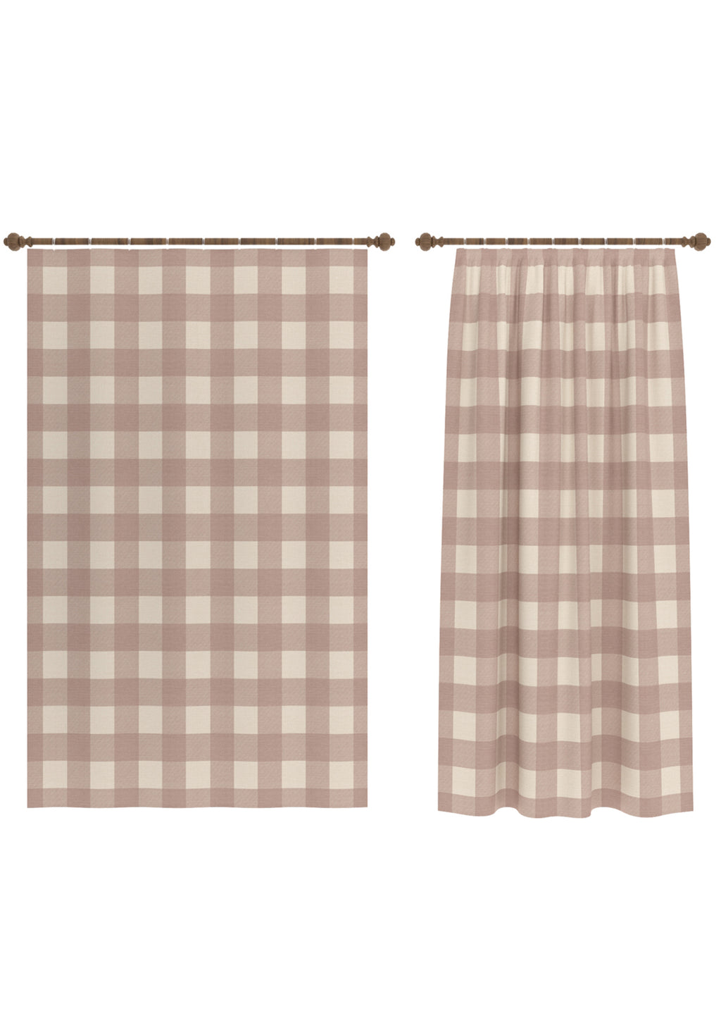 Jove Pink Plaid Curtain