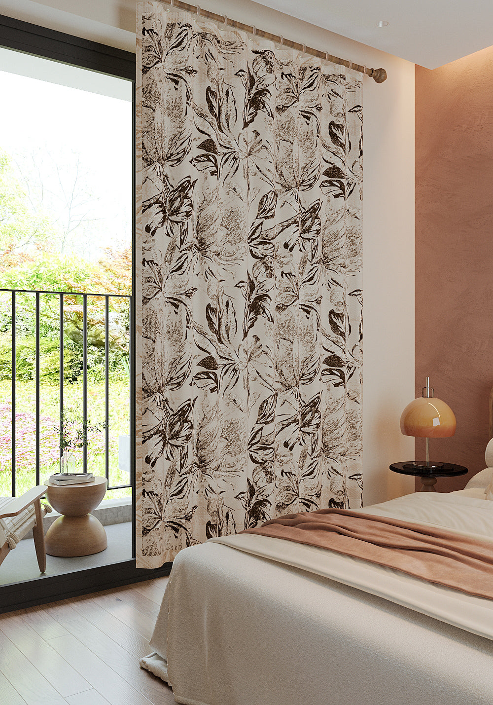 Liora Floral Beige Curtain