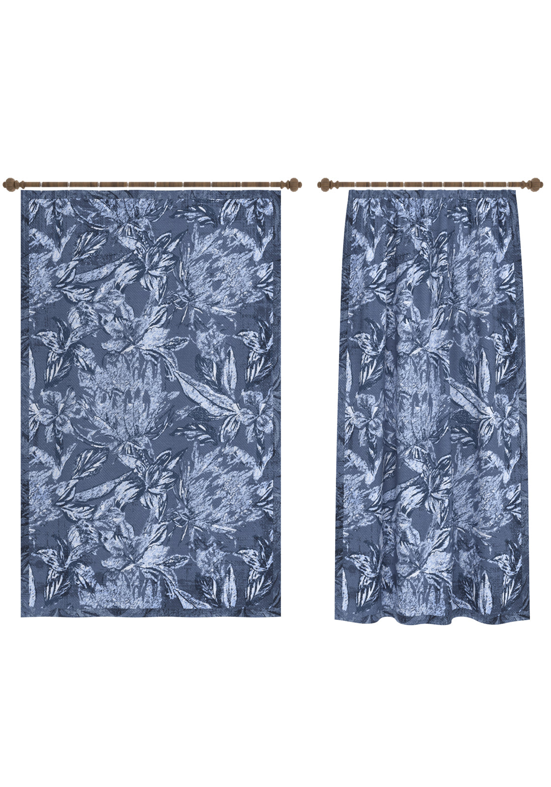 Liora Floral Blue Curtain