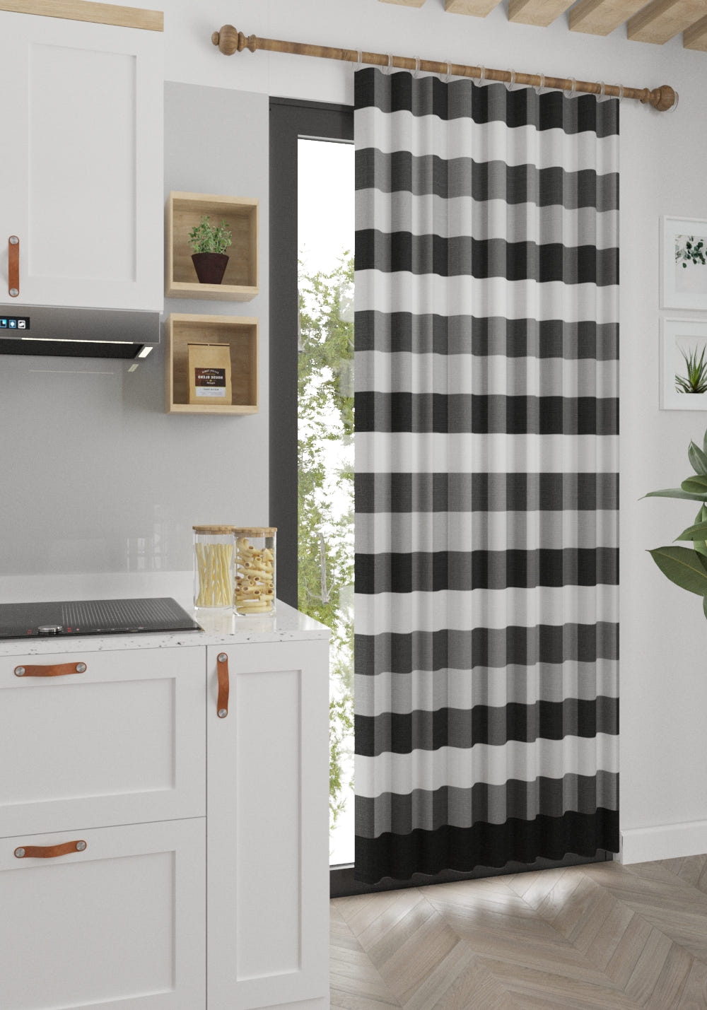 Liam Black Plaid Curtain
