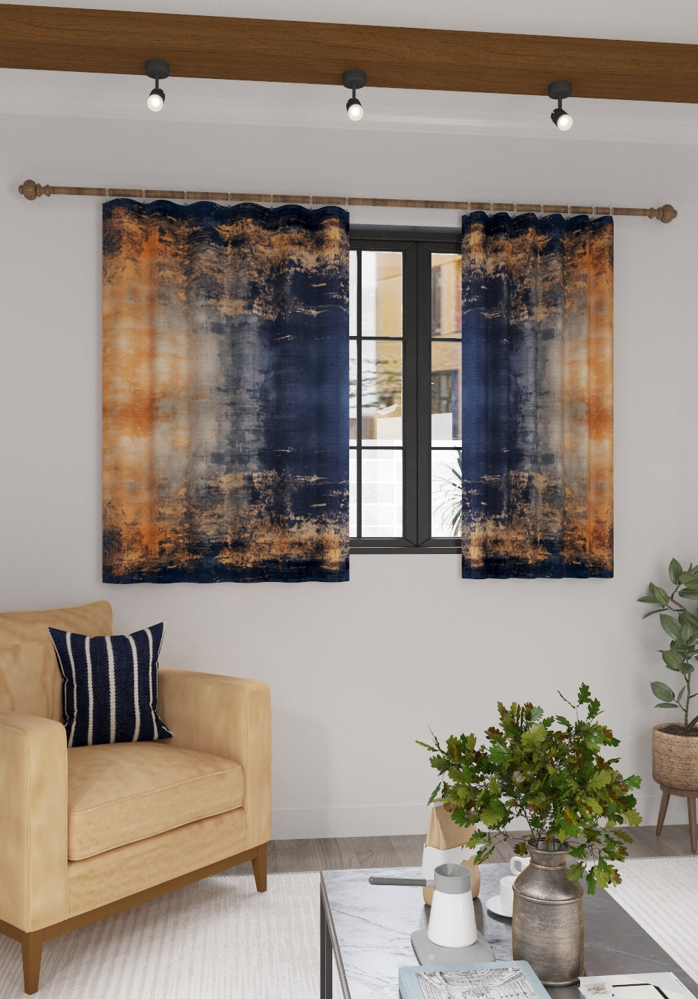 Gabriella Orange and Blue Curtain