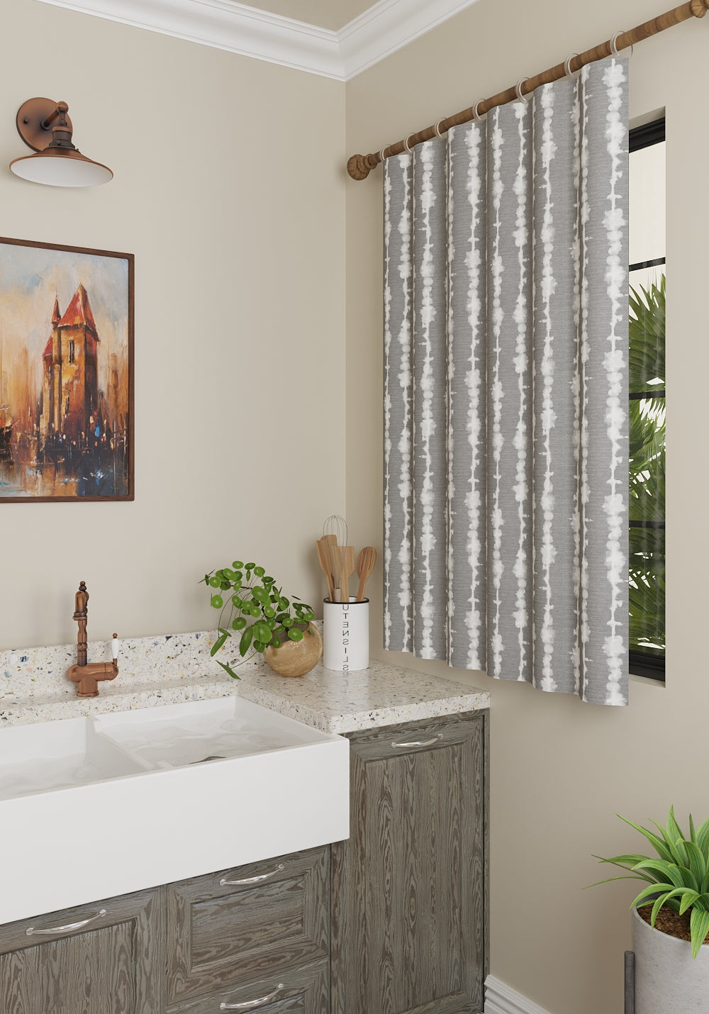 Penelope Grey Striped Curtain