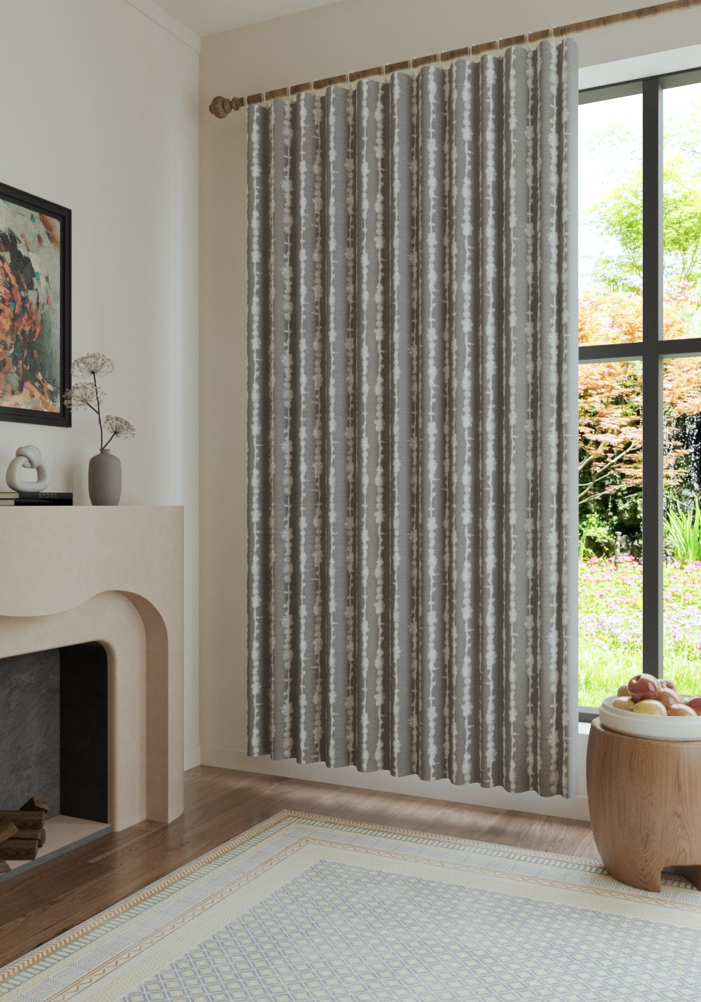 Penelope Grey Striped Curtain
