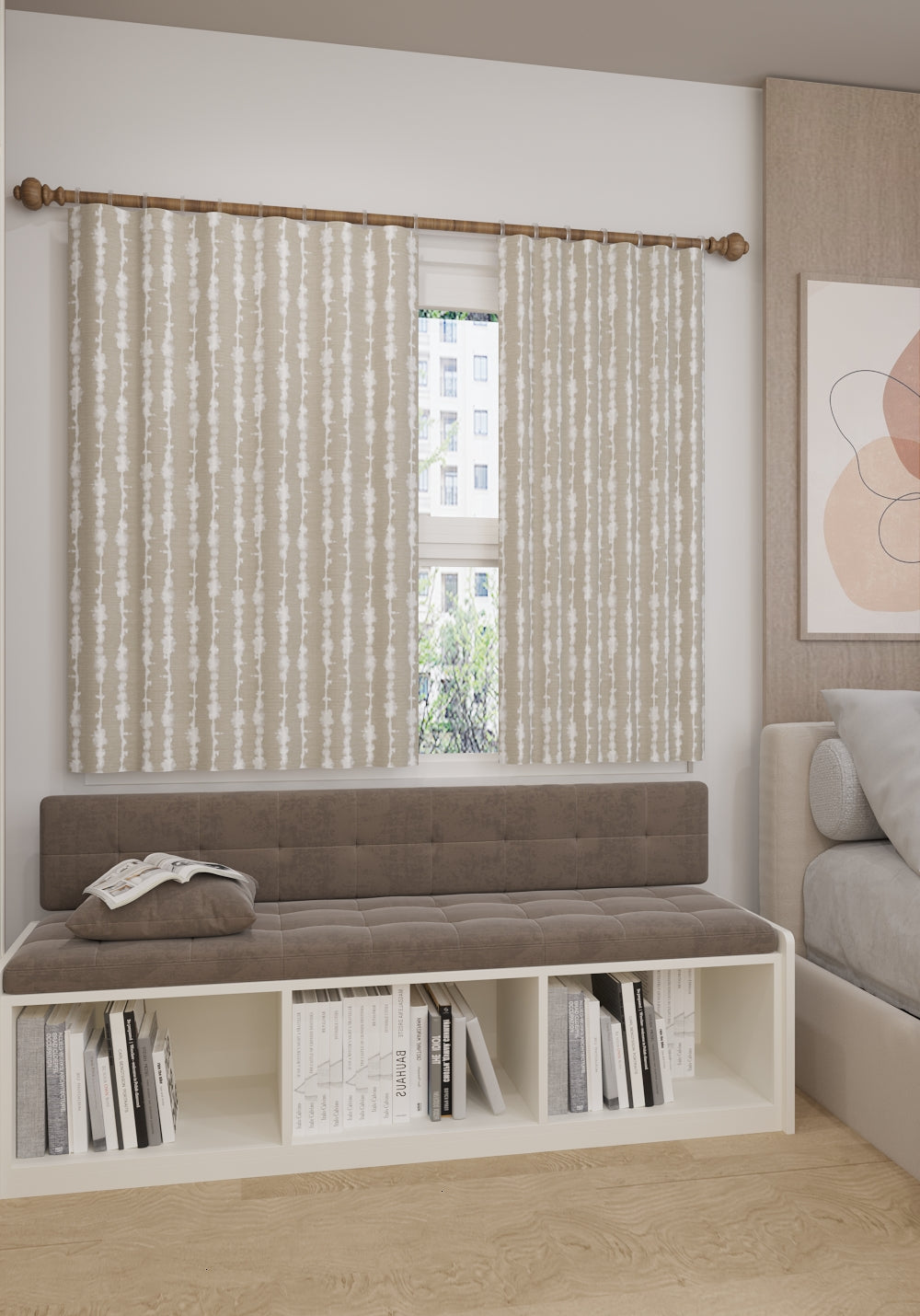Penelope Striped Greige Curtain