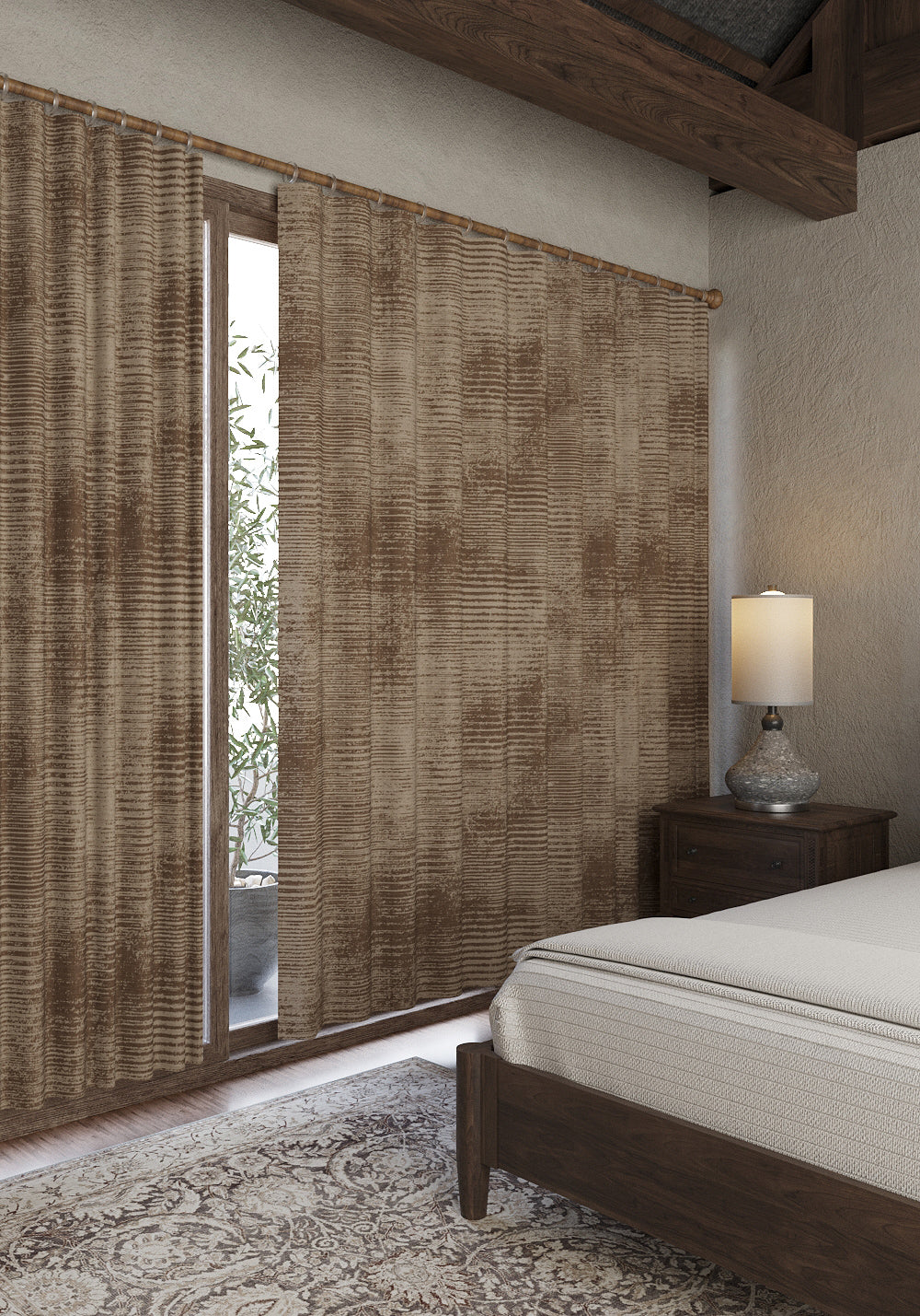 Oliver Striped Mocha Curtain