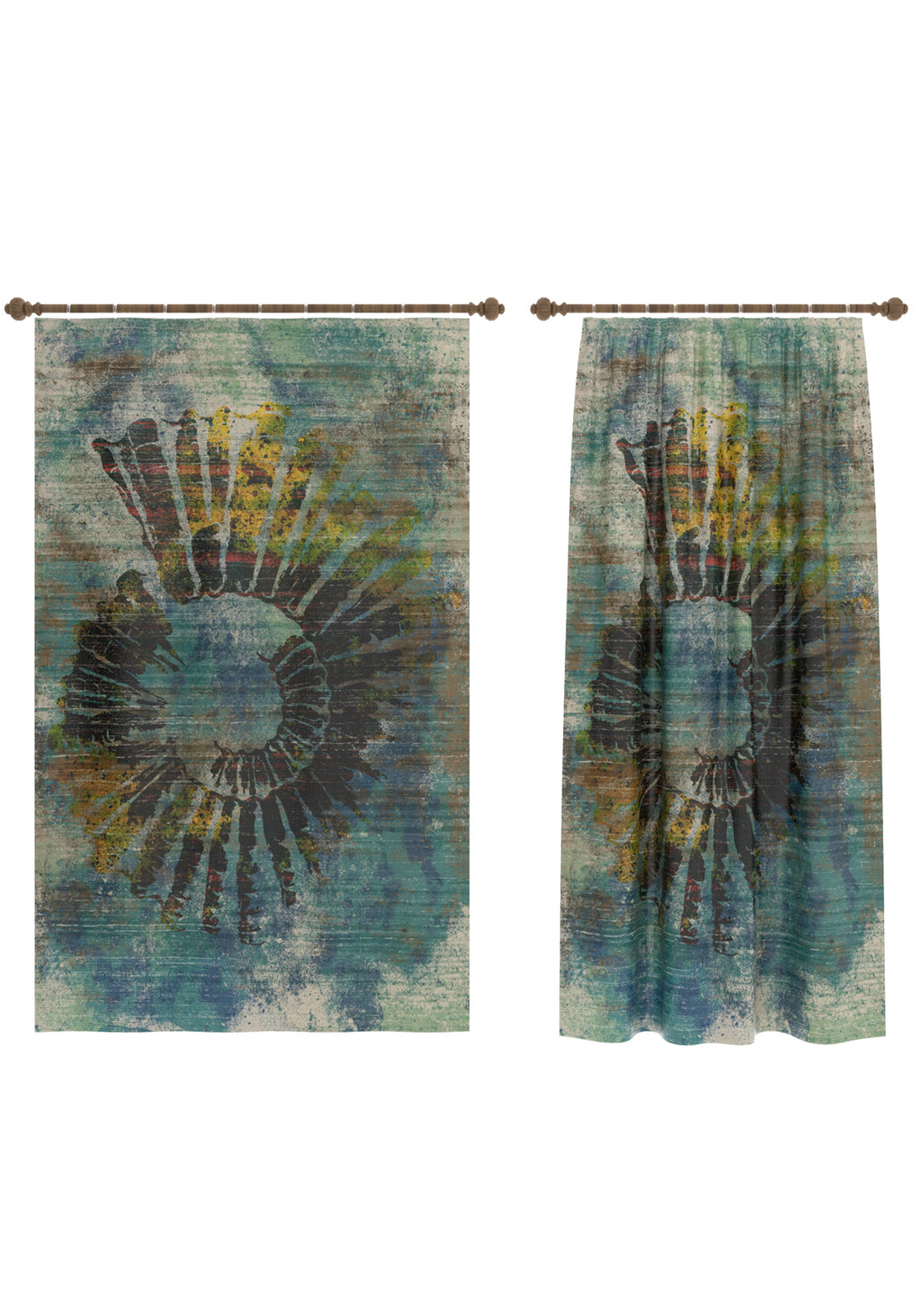 Daria Abstract Teal Curtain