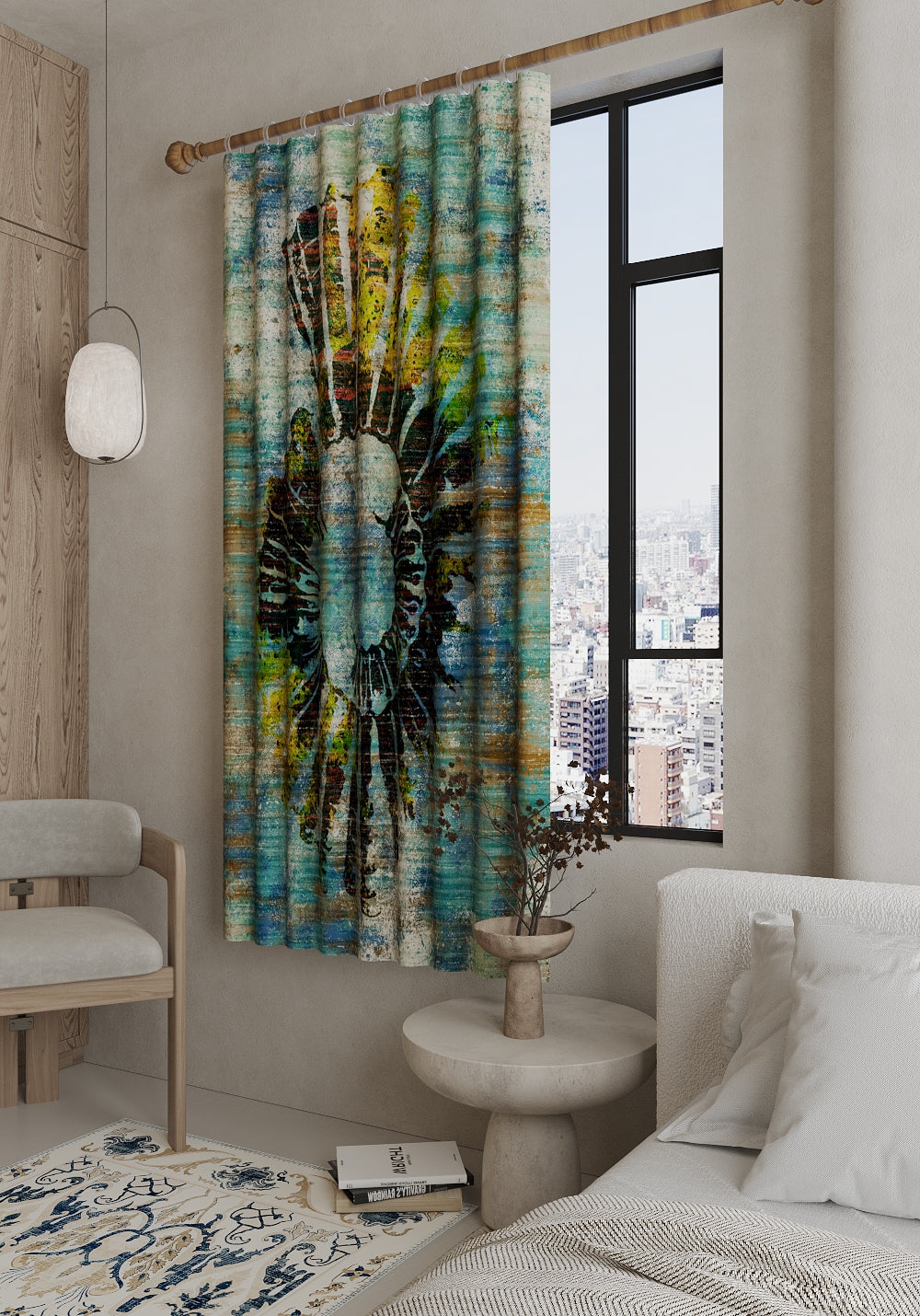 Daria Abstract Teal Curtain