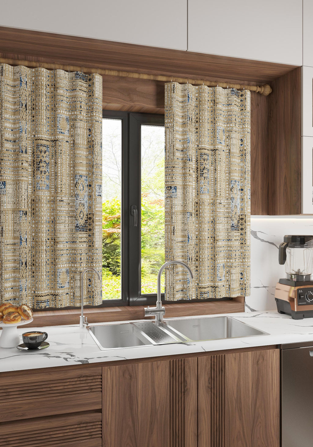 Nora Geometric Beige Curtain