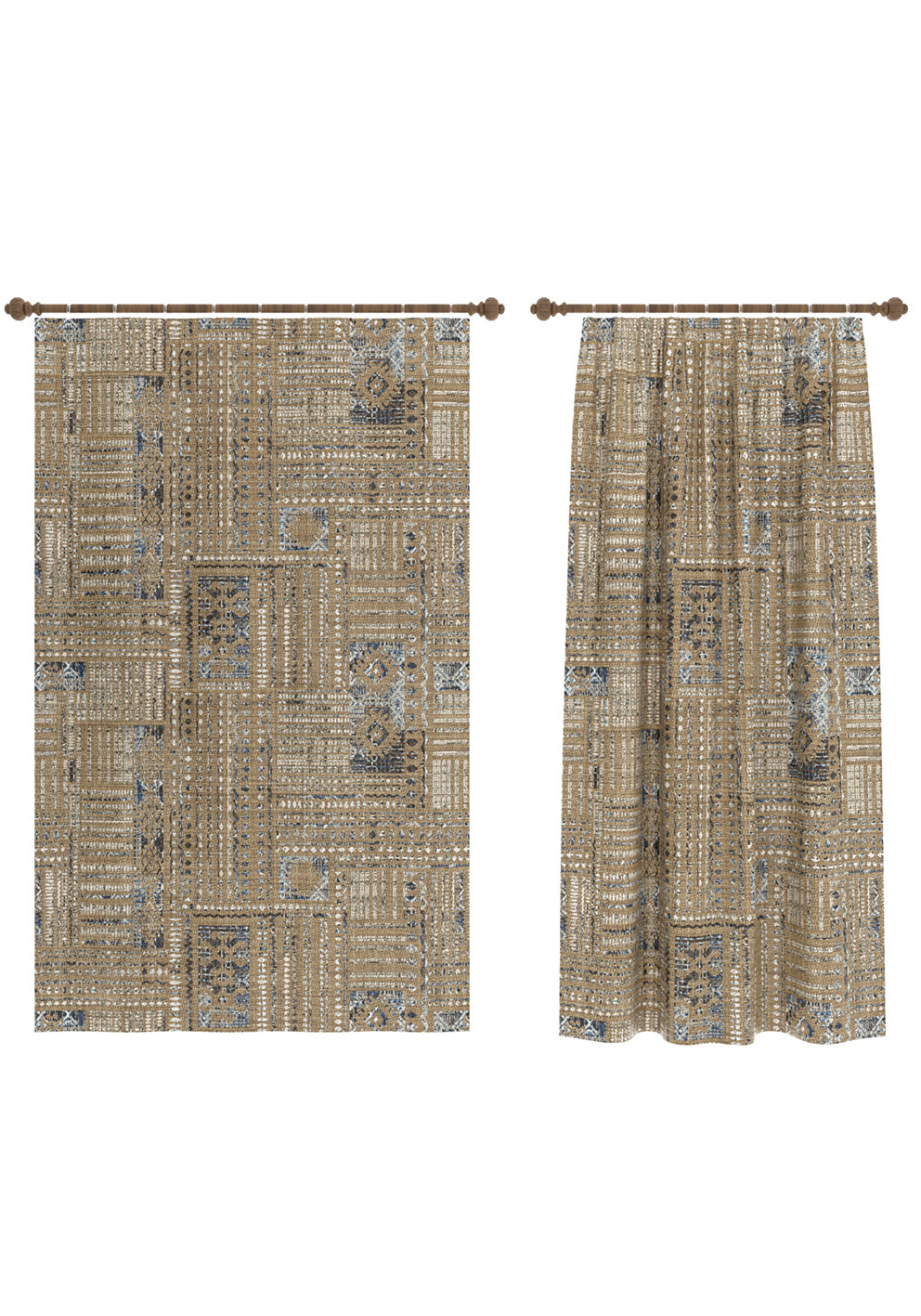Nora Geometric Beige Curtain