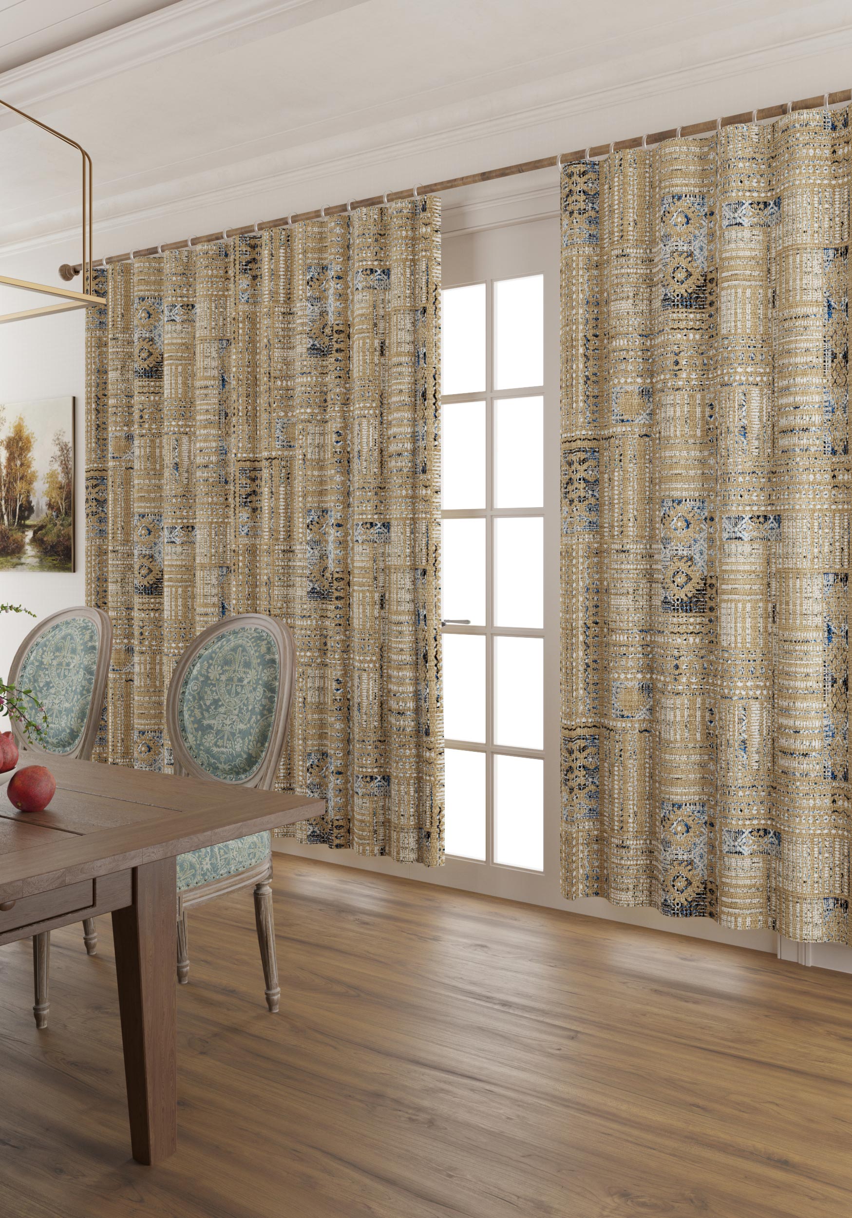 Nora Geometric Beige Curtain