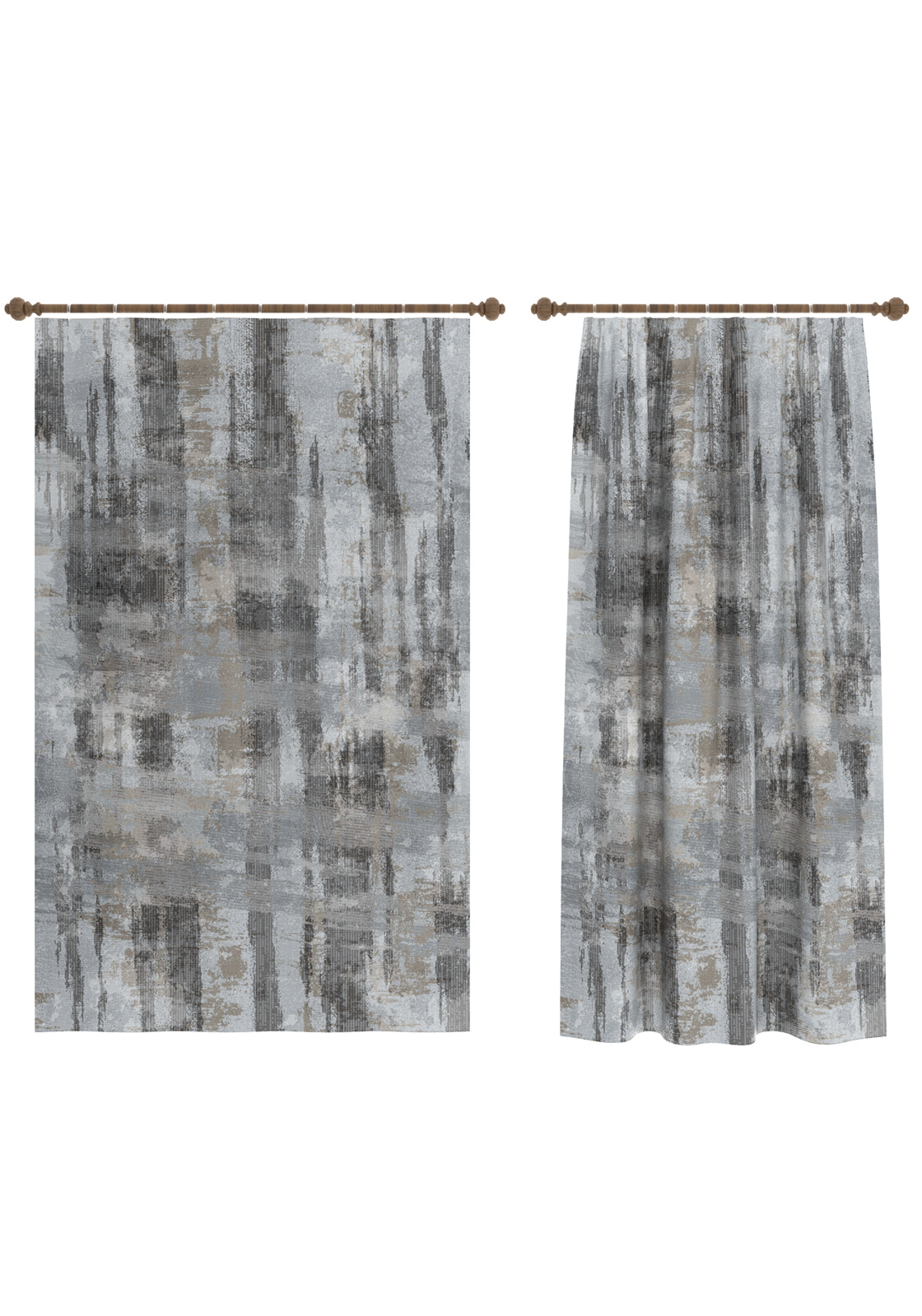 Brianna Abstract Grey Curtain