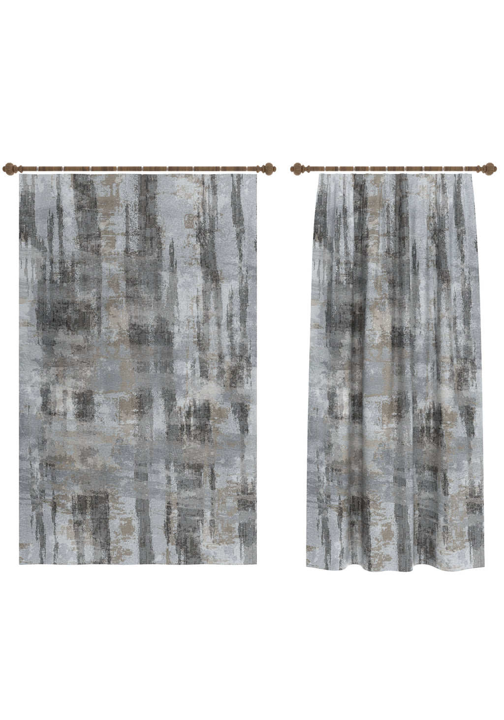 Brianna Abstract Grey Curtain