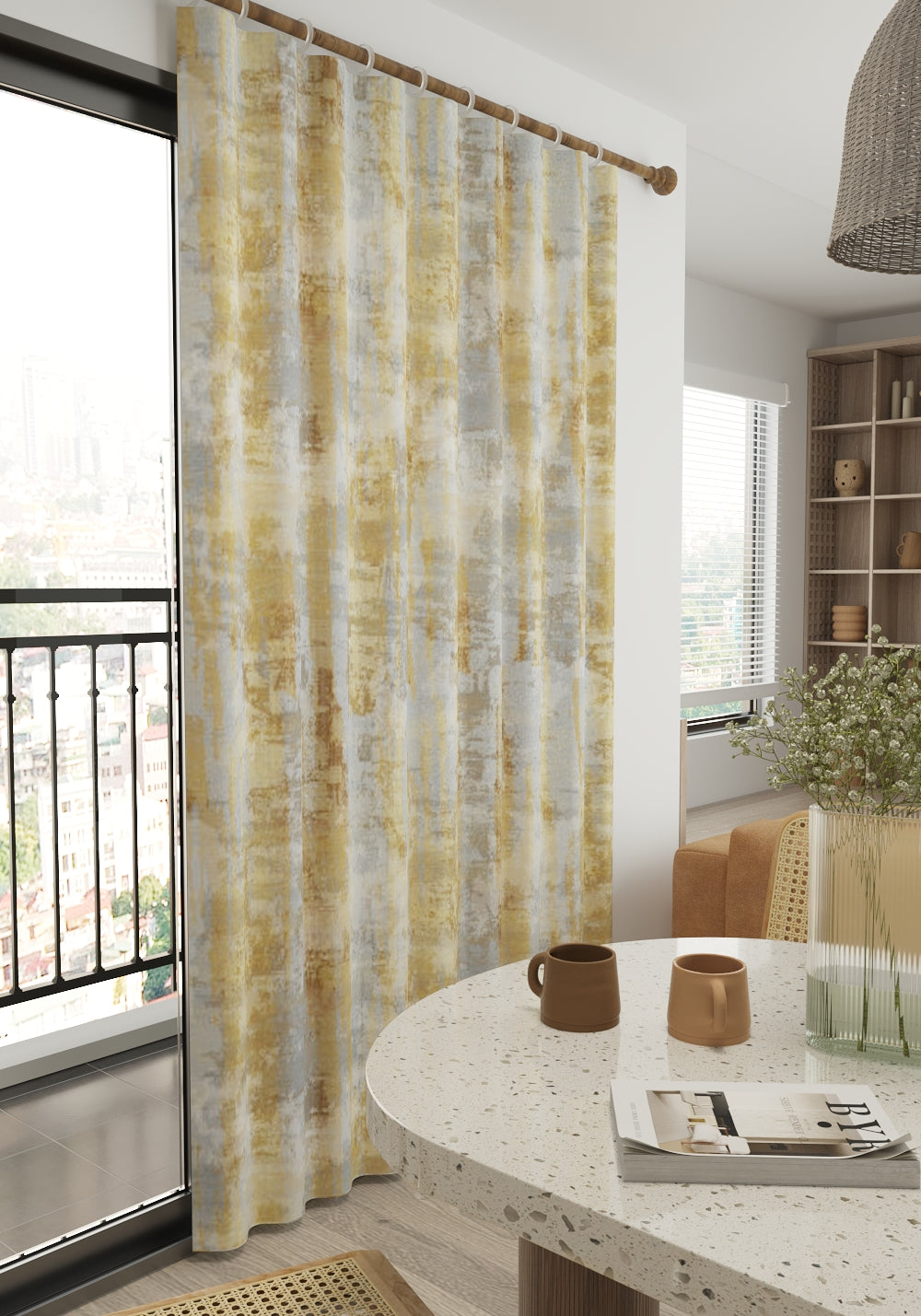 Brianna Abstract Gold Curtain