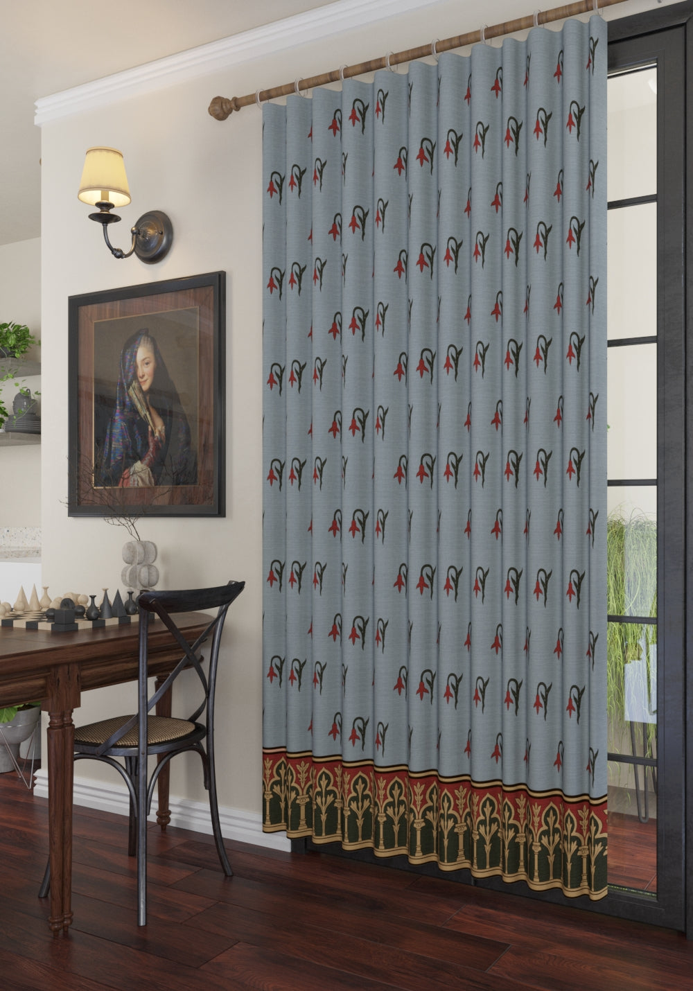 Sanctuaire Blue Victorian Curtain