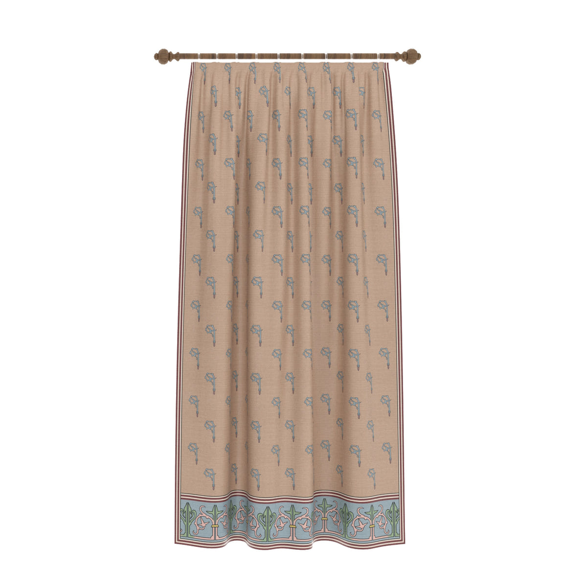 Sanctuaire Beige Floral Curtain